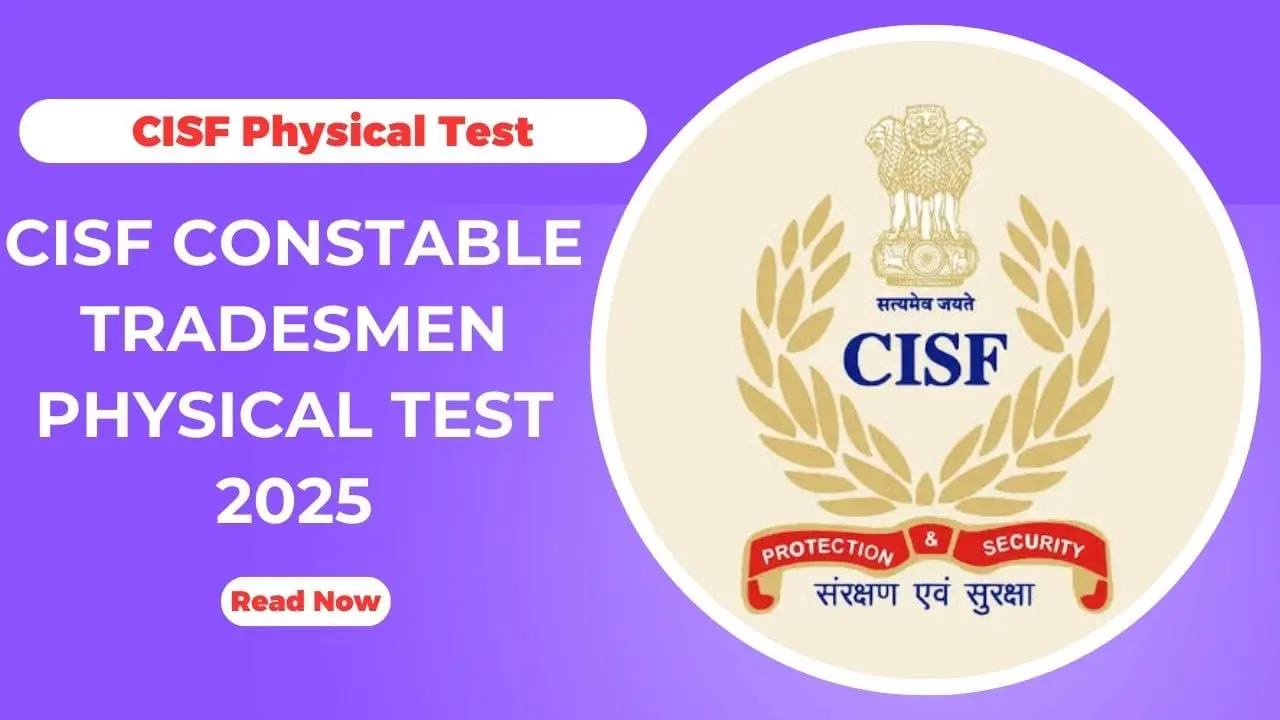 CISF Constable Tradesman Physical Test 2025
